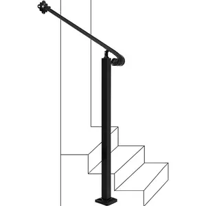 Handrail 1-2 Step, 31.5" W X 35" H Wall to Mounted Wrought Iron Handrails, Handrails for Steps