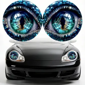 Beast eyes headlight decals, 3D stereo round waterproof stickers, cool decorative decals for car body window and bumper, universal exterior accessories for Jeep Wrangler and most cars