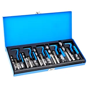fathersdaygift VEVOR Helicoil Thread Repair Kit, 131-Piece SAE HSS Drill Helicoil Repair Kit, 1/4 5/16 3/8 7/16 1/2UNC Rethreading Tool Kit with Drill Bits Thread Inserts Taps Breakoff Installation Tools