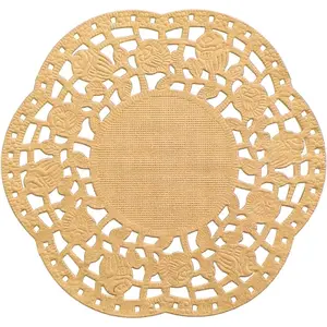 250 Pcs Khaki Paper Doilies, 4.5 Inch Round Decorative Lace Placemats, Disposable Colored Paper Doilies for Tables, Crafts, Wedding Party and Tableware Decoration