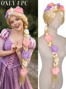 Long Blonde Rapunzel Wigs for Girls, Princess Girl Costume Cosplay Wig, Fairy Tale Ball Braided Wigs for Halloween & Christmas Parties, Fairytale, Dress Up Costume