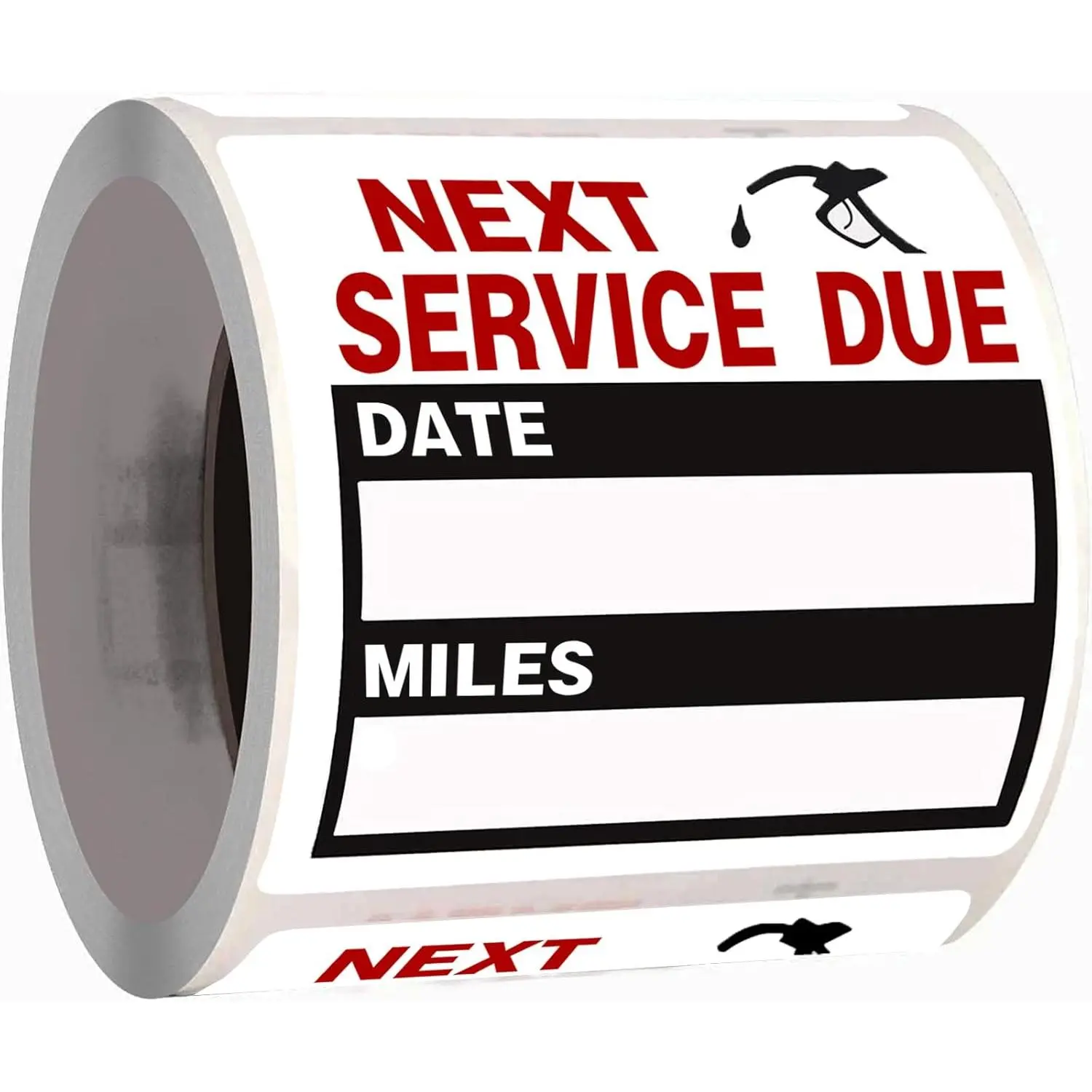 Auto Maintenance Service Reminder Tags - 2" x 2" Windshield Adhesive Stickers, Removable, Bright Ink, 1 Roll Pack (Black, 100 Pieces)