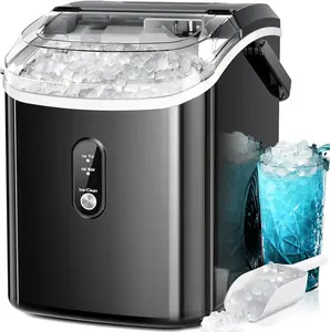 Nugget Ice Makers Countertop,35Lbs/24H,Portable Ice Machine with Crushed Ice,Self-Cleaning Function,One-Click Operation for Home/Office(Black)
