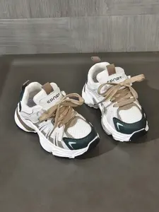 Breathable Mesh Dad Shoes for Kids, Olive, Sneakers Trainer Shoes, Athletic Sneaker Footwear, All Match Trainers, Casual Vintage Style, Daily Wear, Streetwear, Versatile Design