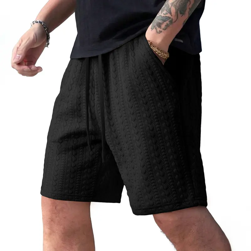 JMIERR Men's Casual Shorts 7.5 Inch Cable Knit Drawstring Elastic Waist Summer Beach Sweat Shorts for Lounge & Vacation