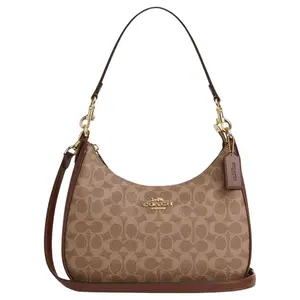 COACH Teri Signature 29 Crossbody Shoulder Bag for Women, Large, Coated Canvas, Brown Tan