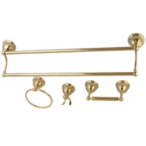 212 MAIN 4-Piece 4.13 in. Wall Mounted Restoration Bathroom Hardware Set, Polished Brass, Luxurious Look Bathroom Decor Set (Model BAK3963478PB)