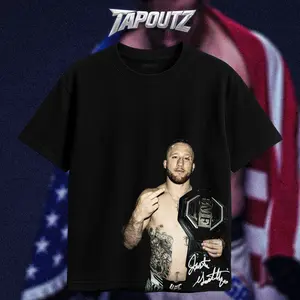 TAPOUTZ Justin Gaethje The Highlight Heavy Cotton UFC Double Sides Unisex T-shirt For Fight Fan BMF Champion Apparel Menswear Womenswear Gift For Fans DTG Breathable Printing Classic Soft