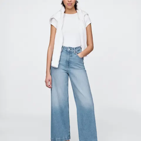 Gap Women's Curvy High Stride Wide-Leg Ankle Jeans