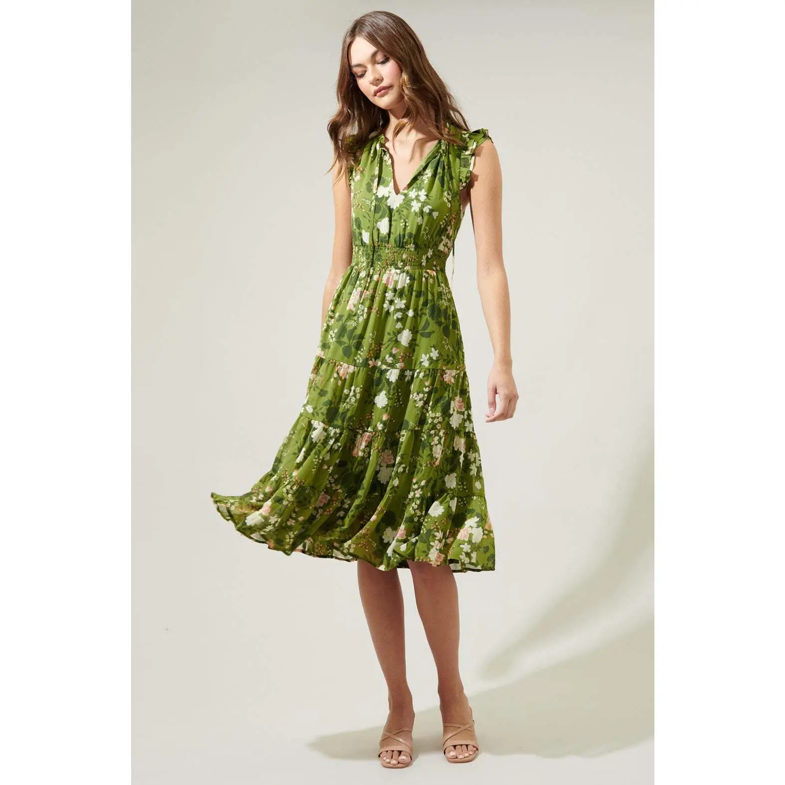 Shiloh Floral Pisces Smocked Midi Dress