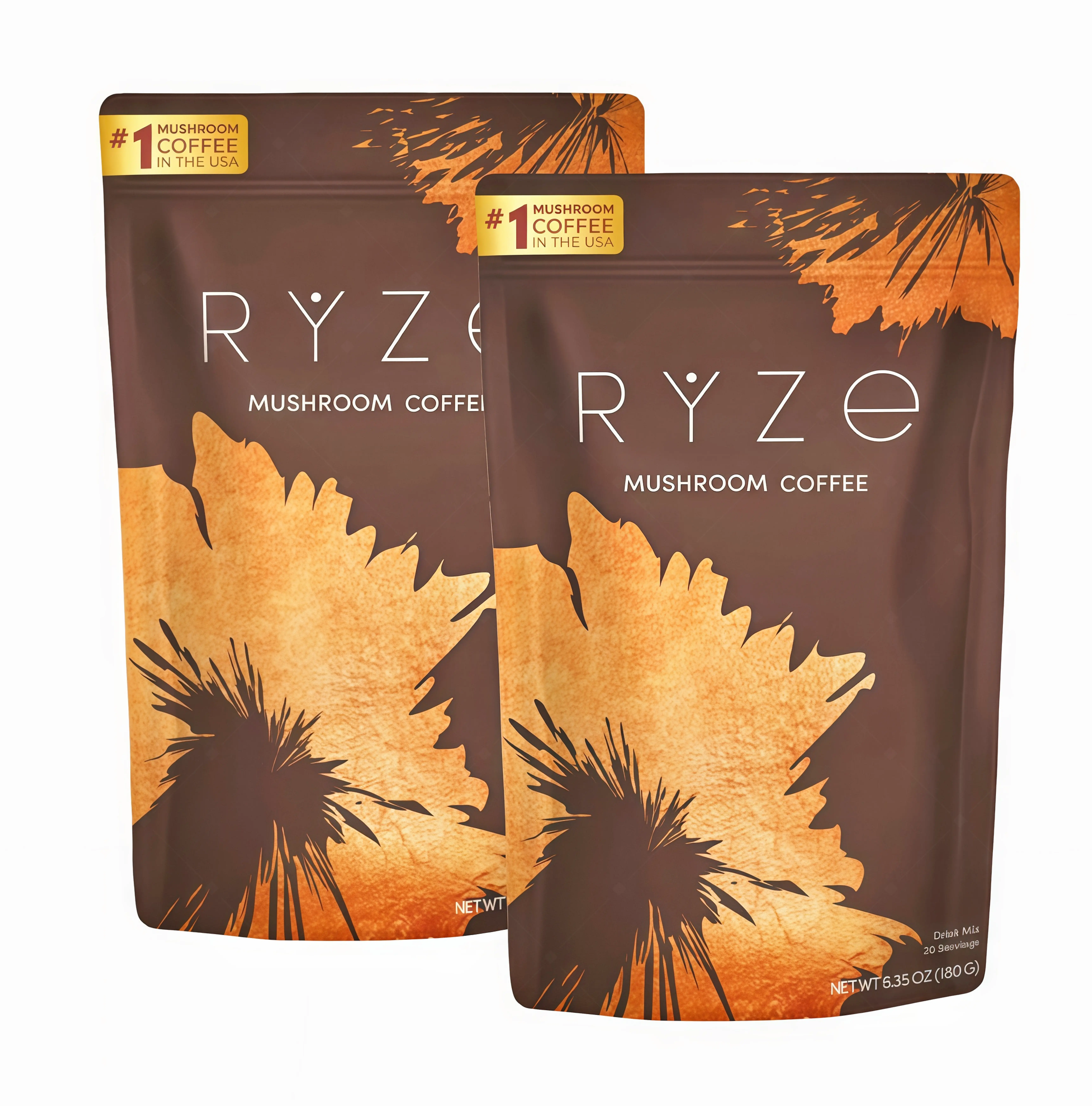 2 Piece RYZE Mushroom Coffee USDA Organic with 6 Adaptogenic Mushrooms and MCT Oil BV USA Grown Instant Coffee for Better Energy, Focus, Digestion, Immunity with Turkey Tail, Shitake, Lion's Mane, 30 Servings Vitamin