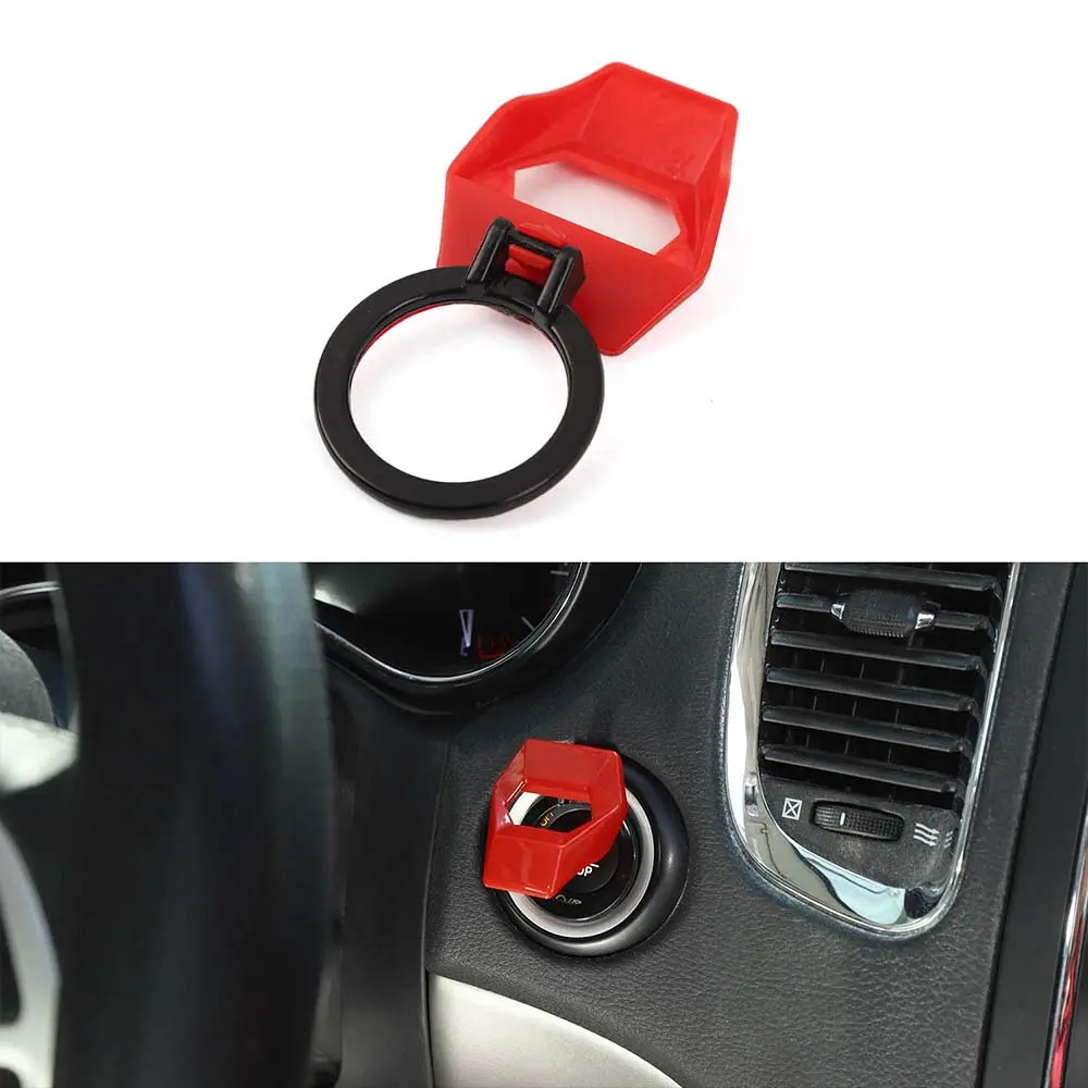 Car Engine Start Push Button Switch Trim Cover Decal - Laser-Cut, UV/Fade Resistant, DIY-Install Interior Molding for 2011+ Dodge Charger/Chrysler 300C, 2015+ Challenger, 2014+ Durango, 2012+ Journey, 2018+ RAM Auto Accessories, Car Accessories