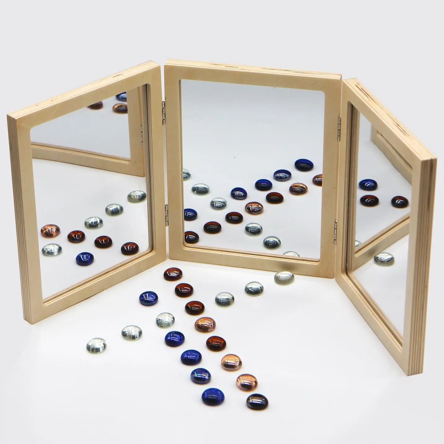 Children Mirror Inspired by Montessori and Reggio Preschool Classroom Essential 3 Panels 3-in-1 Folding Small Mirror for Light Table Exploration Lightweight