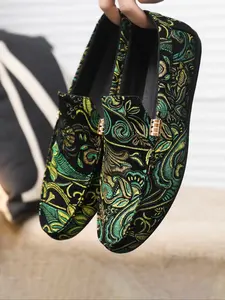 Men's Casual Driving Loafers, Slip-On Comfortable Moccasin Shoes, Printed Formal Low Top Canvas Sneakers for All Seasons