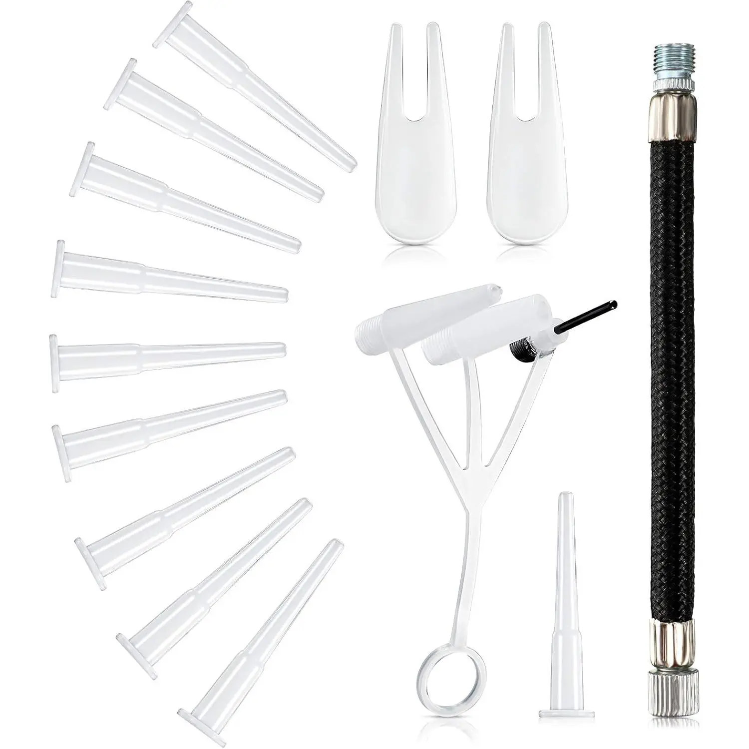 16-Piece Exercise Ball Plug Replacement Kit with Needle,Nozzle, Rubber Hose,and Balloon for Yoga,Volleyball,Soccer,Basketball,and Other Inflatable Toys