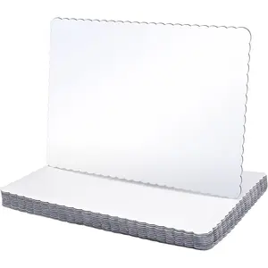 12 Pack 19 x 14 Inch Greaseproof Rectangle Cake Boards Corrugated Single Wall Pad Half Sheet Cake Board Scalloped Rectangle Dessert Base for Pizza
