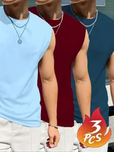 Men's Summer Sleeveless Breathable Tank Top 3-Pack, Streetwear Fashion for Gym and Casual Wear, Essential Summer for Active Lifestyles