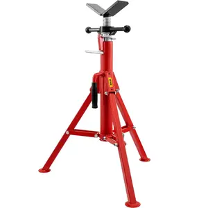 VEVOR V Head Pipe Stand 1/8-12 inch Capacity, Adjustable Height 24-42 inch, Pipe Jack Stands 2500 lbs Load Capacity, Portable Folding Pipe Stands, Carbon Steel Body More DurableVEVOR Super Brand Day