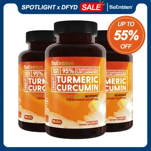 BioEmblem Turmeric Curcumin Supplement | Daily Wellness & Antioxidant Support | 95% Curcuminoids with BioPerine | Organic Turmeric Root | Non-GMO