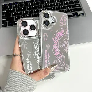 Gothic cross iPhone 16 Case Mirror Pattern Phone Casesfor iPhone11-16 Pro Max - Stylish Shockproof Cover,Aesthetic Gift Made in USA.iphone 17/16 case/15 promaxcase/14 case/13 case