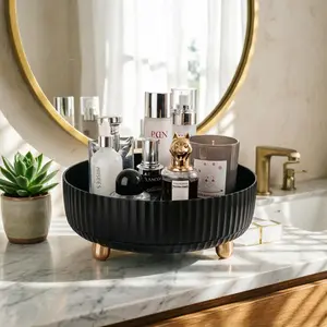 Space Saving Rotating Organizer Tray, 360° Spinning Countertop Storage for Bathroom Vanity, Multifunctional Makeup Holder & Kitchen Spice Rack for Cabinet
