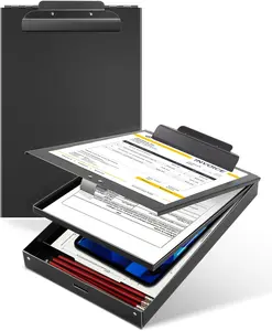 Metal Clipboard with Storage, Letter Size Heavy Duty  Clipboards, Dual Storage Binder Form Holder with High Capacity Clip for Teacher, Nurse, , School & Office Supplies - Frosted Black