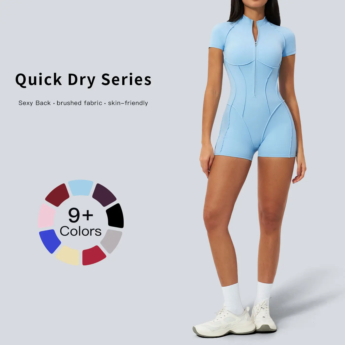 Tenwolf Women’s Casual Sports Fitness Jumpsuit with Stand Collar and Zipper, Butt-Lifting Yoga One-Piece for Gym and Home Training