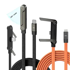 240W Super Fast Charging,Invisible Holder Charger Cable with Stand,Built-in Phone,Type C Braided Design for Gaming Office Travel