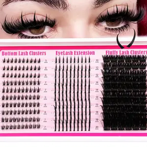 1 box of fluffy eyelash clusters, DIY Eyelash Extensions, 150D+200D+300D thick volume cluster eyelash extension surgery 5-20mm long eyelash clusters D curve cluster eyelash 234pcs