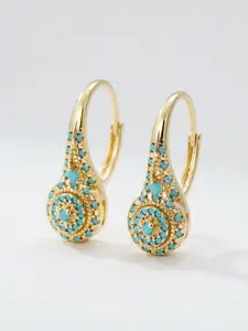 These synthetic turquoise teardrop-shaped pendant earrings, Statement earrings, are eye-catching accessories for everyday and formal occasions, and also make a great Valentine's Day gift. They are affordable, and meticulously crafted