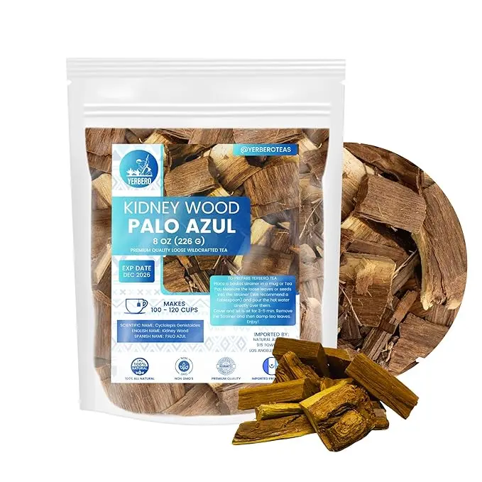 Yerbero Palo Azul 8 oz (226 g) Herbal Loose Tea | Wildcrafted Kidneywood Blue Stick Tea | 100 Percent Natural, Non GMO Herbal Infusion | Makes 80 Plus Cups