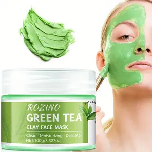 Rozino Green Tea Clay Face Mask 100G Clean Moisturizing Delicate Formula Natural Skin Care Product for Delicate Skin