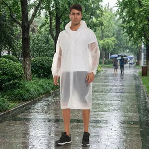 Extra Long Rain Ponchos for Adults - Waterproof EVA Raincoat with Drawstring Hood, Unisex Rain Jacket for Hiking, Camping, Outdoor Activities, Lightweight Packable Reusable Rainwear