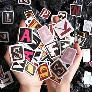 Vintage Letters Pattern Sticker, 46pcs/pack Self Adhesive Decor Paper, Decor Sticker for Gift Greeting Card Water Bottle Laptop Phone