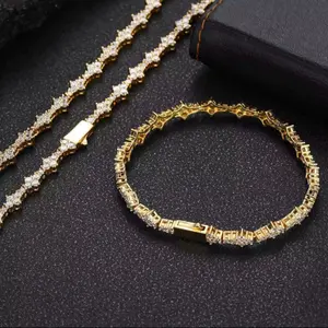 Moissanite Cross Bracelet Gold 7mm
