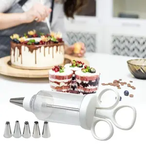 Dessert Frosting Piping Kit, with 6 Stainless Steel Piping Tips, Suitable for Cake Biscuit Kitchen Baking, Piping Bags and Tips Set ( Small Size Set)