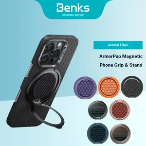 Benks ArmorPop Aramid Fiber MagSafe Grip & Stand – 360° Rotation, 180° Flip, Ultra Slim 3.9 mm / 22 g, Strong Magnetic Ring Holder for iPhone, Compatible with all MagSafe cases