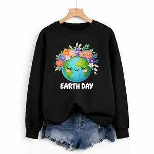 Cute & Cozy Earth Day 2026 Sweatshirt with Floral Planet Print