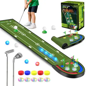 VATOS Golf Putting Mat Indoor for Kids - Golf Game Set with LED Balls, Glow Holes, Irons & Putters, Portable Putting Green Outdoor for Home Backyard Party, Golfs Toy Gifts for Kids 6-14