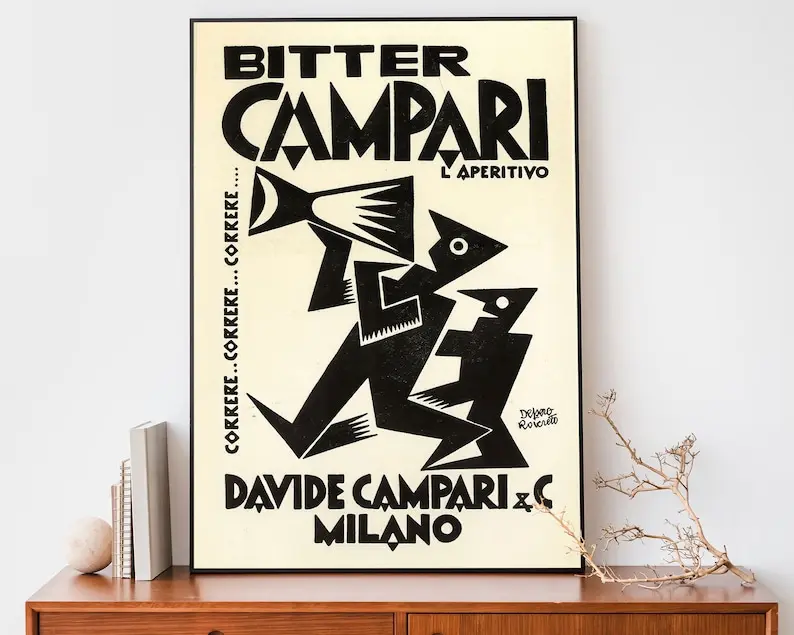 Vintage Bitter Campari Poster, Art Nouveau French Print, Retro Advertising Poster, Cool Poster, Trendy Home Décor