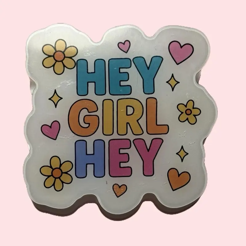 Hey Girl Hey - Cute Girly Acrylic Coloring Page Protector Clip Bookmark 2.5x2.5 Reusable Marker Bleed-Through Prevention for Coloring Books Sticky Index Tabs Floral Stickers
