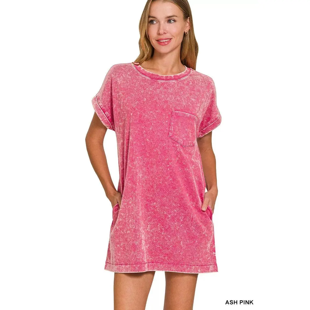 Zenana Premium Cotton Washed T-Shirt Dress