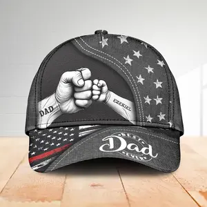 Personalized American Dad Classic Cap, Best Dad Ever Hat With Kid Name, Baseball Dad Cap, Dad Classic Hat, Father's Day Hat For Papa Grandpa