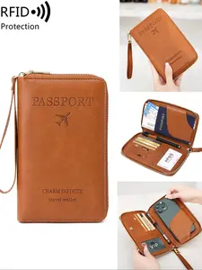 Fashion PU Leather Passport Holder, MultifunctionalTravel Zipper Wallet, RFlD Blocking Long Passport Case, Passport Cover, ldeal Gift, Multiple Colors Available，Christmas Gift, Valentine's Day Gift