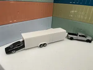 3D Printed 1/64 Hitch + Tow Enclosed 36FT Race Car Trailer for Greenlight 2 Axle