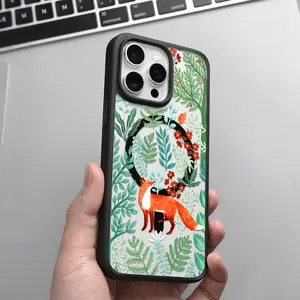 Cute Forest Fox Pattern Clear Magnetic Phone Case,Compatible with MagSafe Silicone Bumper Protective Cover For iPhone X XSMAX 11 12 13 14 15 16Pro Max
