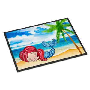 Carolines Treasures  Mermaid on the Beach Indoor or Outdoor Mat - 18 x 27 in.