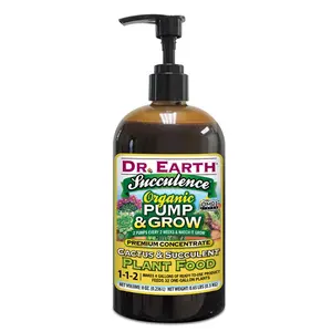 Grow Organic 8oz Succulence Pump & Grow 1-1-2 Organic Fertilizer Plant Food, Pump Bottle for Cacti Care, Whole Foods Compatible