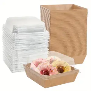 10/30/50pc transparent lid rectangular Premium cake box, disposable container, pastry container, takeout packaging box, Bakeware, suitable for sandwiches, desserts, pastries and light meals, especially suitable for festivals, parties