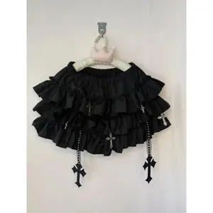 Elastic waist Harajuku short skirt women's Chick pleated subculture skirt design retro cake skirt Lolita